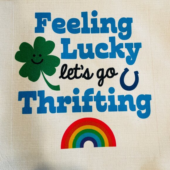 NWT Four Leaf Clover Rainbow Canvas Tote Bag - Picture 2 of 5